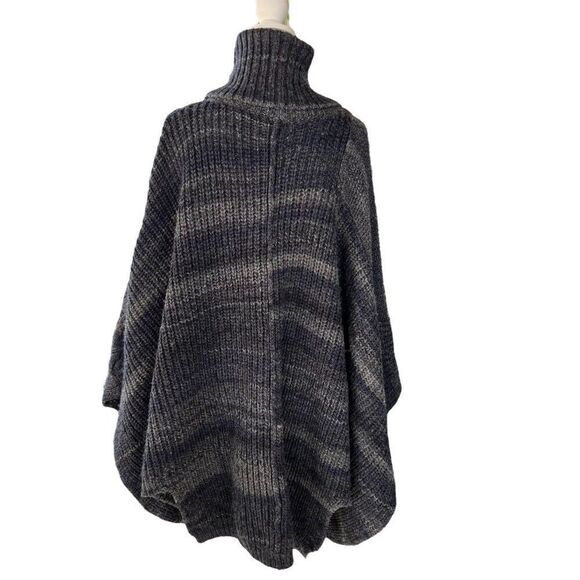Ralph Lauren Denim & Supply Wool Patchwork Turtleneck Poncho Sweater Grey One Sz - Picture 4 of 8